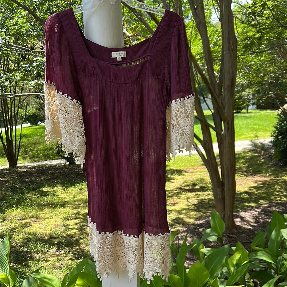 Umgee Deep Burgundy Textured Dress